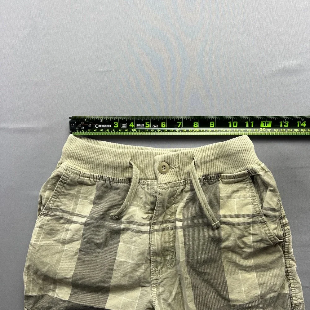 Urban Pipeline Cargo Shorts Kids L Beige Gray Plaid Drawstring Utility Pocket